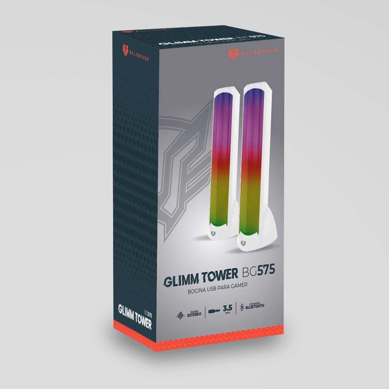 BOCINA GAMER BALAM RUSH GLIMM TOWER BG575 / ALAMBRICA USB / BLUETOOTH  CONEXIÓN 3.5 MM / SONIDO ESTEREO / 10 W / ILUMINACION LED / BLANCO / BR-936989 image 4