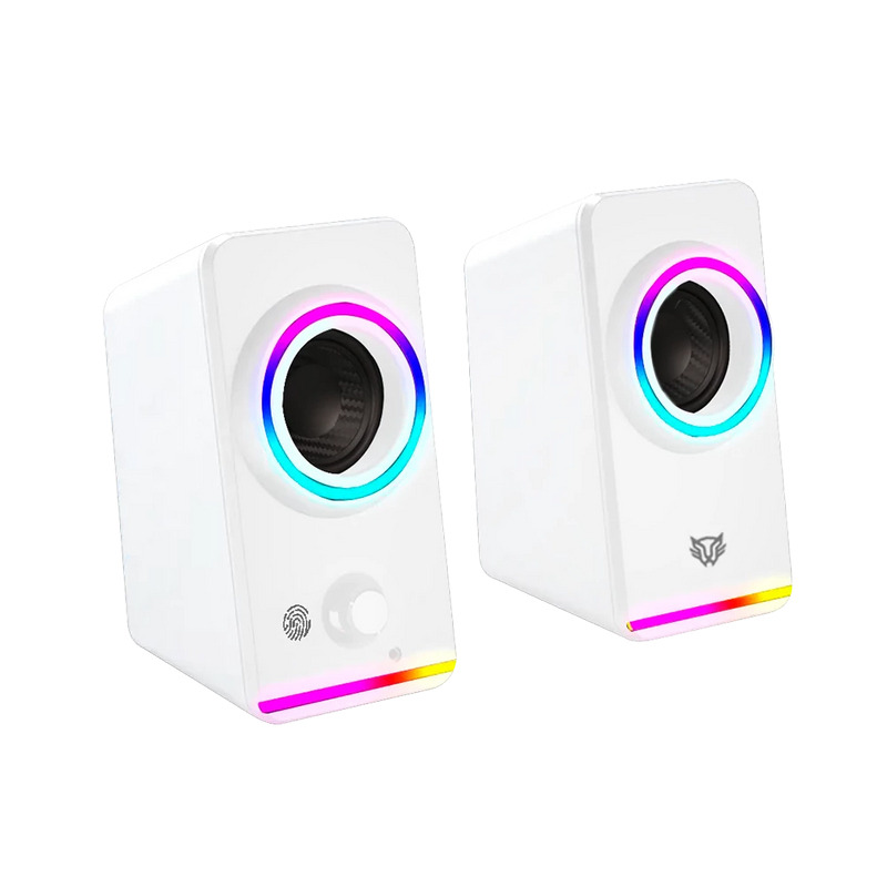 BOCINA GAMER BALAM RUSH GLIMM STYLEB G565 / ALAMBRICA USB / 3.5 MM / CONEXION BT - AUX / SONIDO ESTEREO / 10 W / ILUMINACION LED / BLANCO / BR-937009