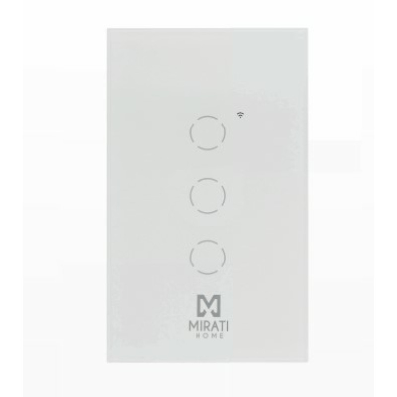 APAGADOR INTELIGENTE DE PARED MIRATI DE 3 APAGADORES TOUCH WIFI 2.4HZ BLUETOOTH // COMPATIBLE CON ANDROID E IOS // FUNCIONA CON ALEXA Y ASISTENTE DE GOOGLE