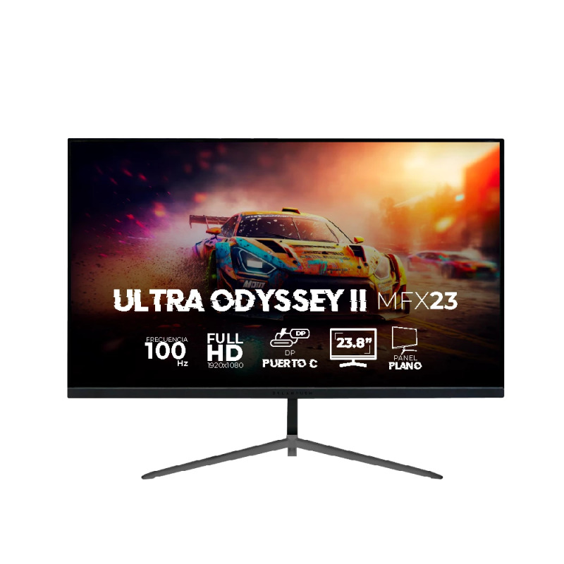 MONITOR GAMER BALAM RUSH ULTRA ODYSSEY II MFX23 / 23.8 PUL / PLANO / 100 HZ / FULL HD / 1 MS / HDMI + DP + AUDIO + DC / 5 BOTONES / FLICKER FREE / FREE SYNC / LOW BLUE LIGHT / NEGRO / BR-938358