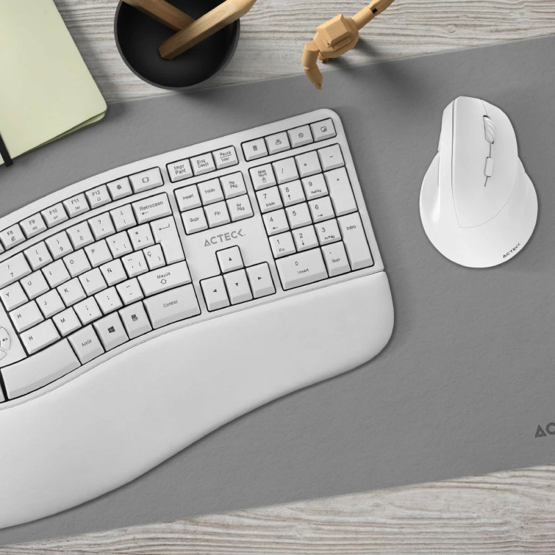 KIT ACTECK CREATOR VIRTUOS FITT MK770 / TECLADO Y MOUSE VERTICAL / INALAMBRICO / USB / MULTIMEDIA / 118 TECLAS / ESPAÑOL / RECARGABLE / 2400 DPI AJUSTABLE/ OPTICO / BLANCO / AC-936255 image 7
