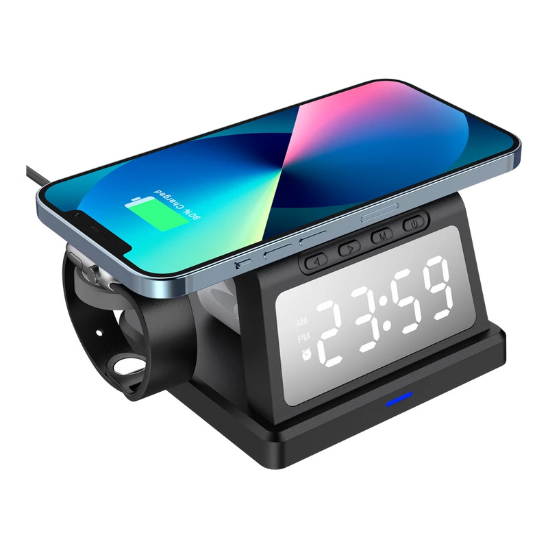 CARGADOR ACTECK ENERGON S-MATE CI730 / INALAMBRICO QI / 3W - 15 W / APPLE - SAMSUNG / 3 DISPOSITIVOS / RELOJ DIGITAL / NEGRO / AC-937146 image 3