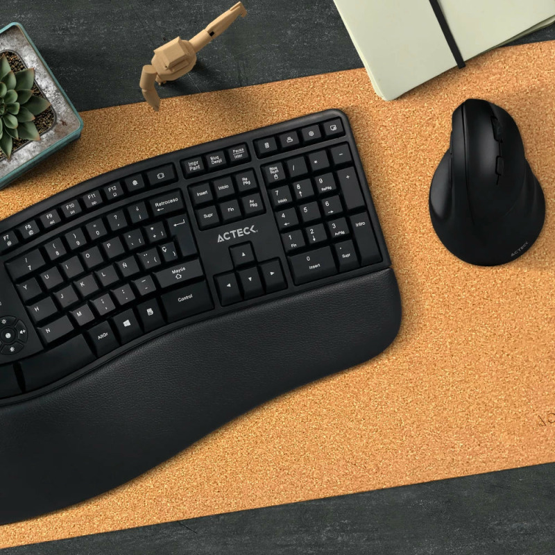 KIT ACTECK CREATOR VIRTUOS FITT MK770 / TECLADO Y MOUSE VERTICAL / INALAMBRICO / RECEPTOR USB / RECARGABLE / 118 TECLAS / ESPAÑOL / MULTIMEDIA / OPTICO / 2400 DPI AJUSTABLE / NEGRO / AC-936248 image 7