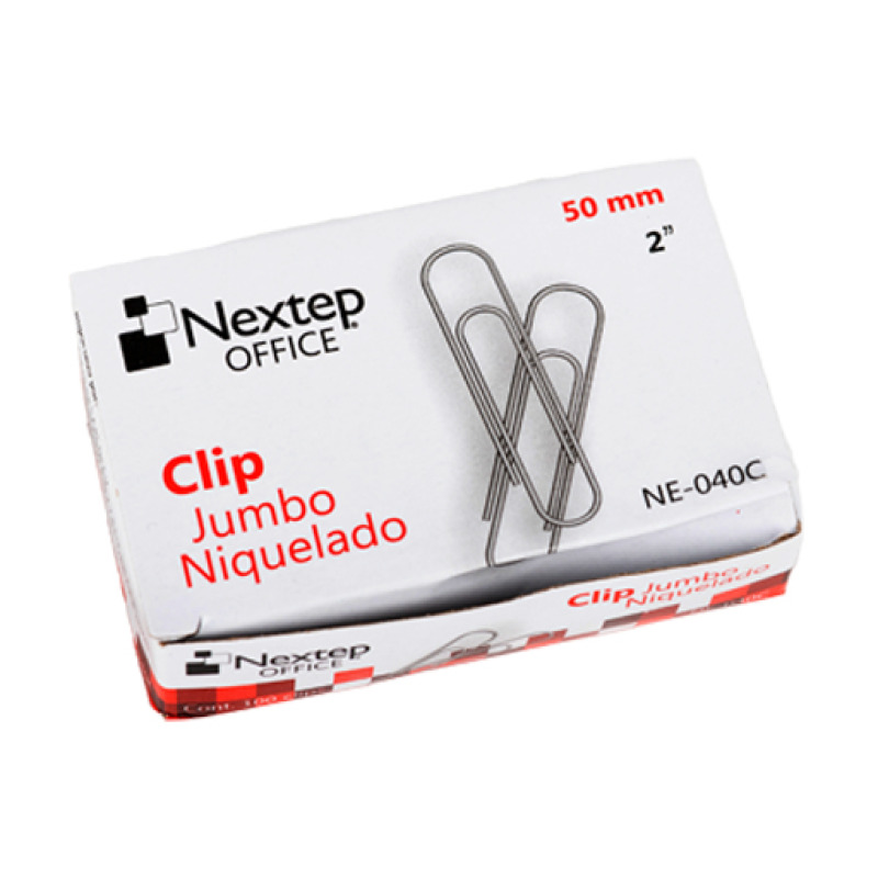 Clip Jumbo Nextep Niquelado 50mm Caja con 100 Clips