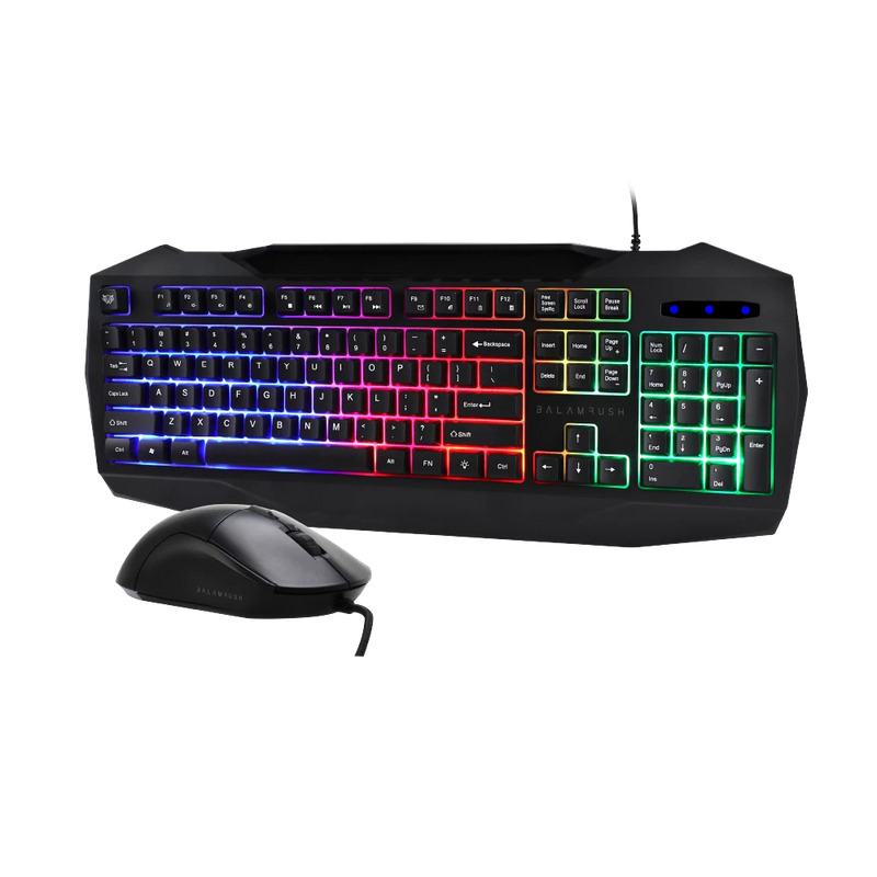 KIT TECLADO Y MOUSE BALAM RUSH SQUAD MASTER KTM333 / MULTIMEDIA / ERGONOMICO / ALAMBRICO / ILUMINACION ARCOIRIS / MEMBRANA / 3200 DPI / WINDOWS - MAC - IOS -ANDROID / BR-936293