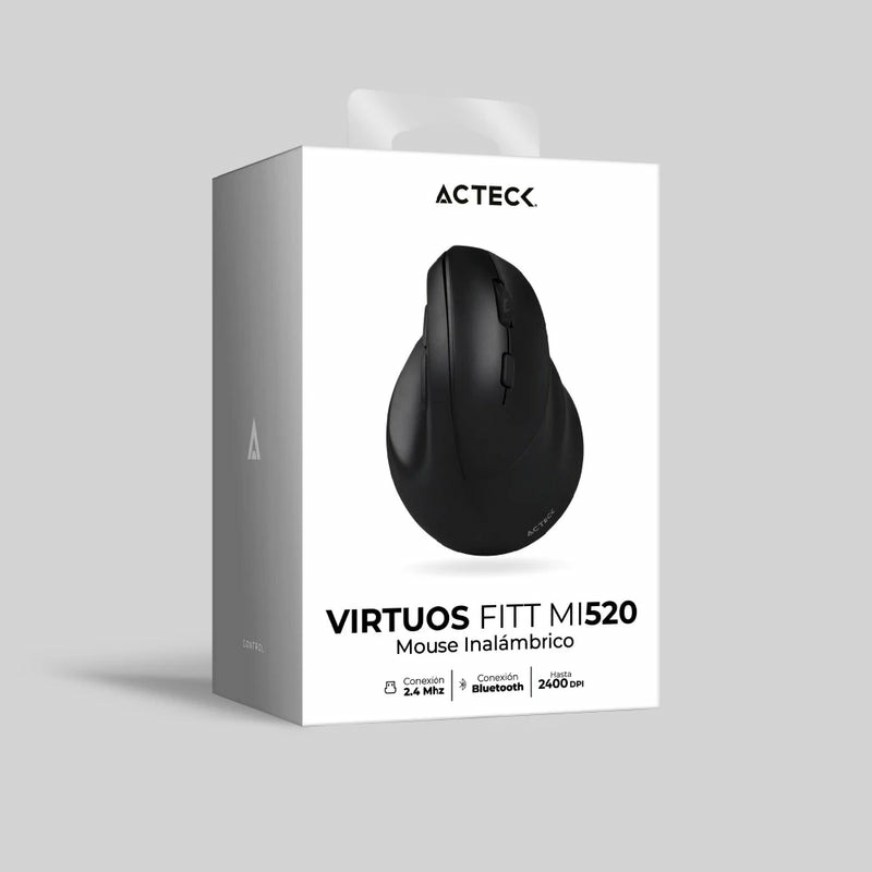 MOUSE ACTECK VIRTUOS FITT MI520 / ERGONOMICO / VERTICAL / INALAMBRICO / DUAL BLUETOOTH ADAPTADOR USB / 2400 DPI / RECARGABLE / NEGRO / AC-936224 image 5
