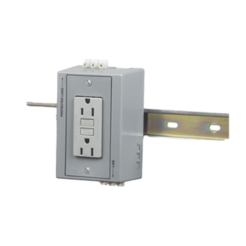 Caja Utilitaria para Montaje en Riel Din con Contacto Duplex de 15 A 125 V / Nema 515R / Gris