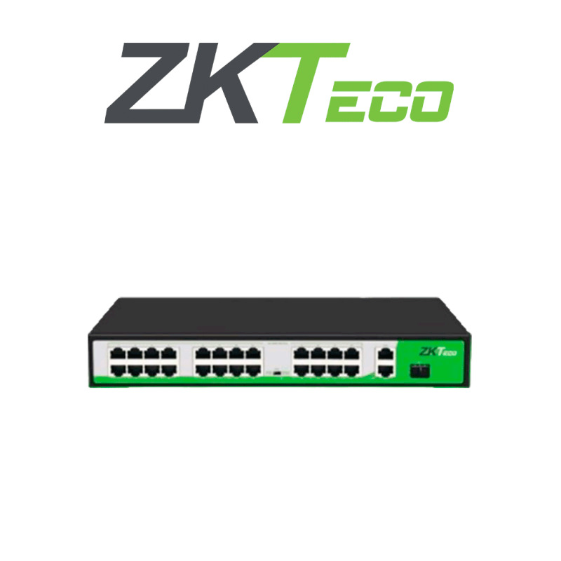 ZKTECO PE242300C - Switch de 24 Puertos Fast Ethernet PoE AF - AT / 2 Puertos RJ45 10/100/1000M + 1 Puerto SFP 1G / Soporta hasta 250 mts sobre UTP CAT 6 / Autoadaptación MDI - MDIX / Protección Contra Descargas image 2