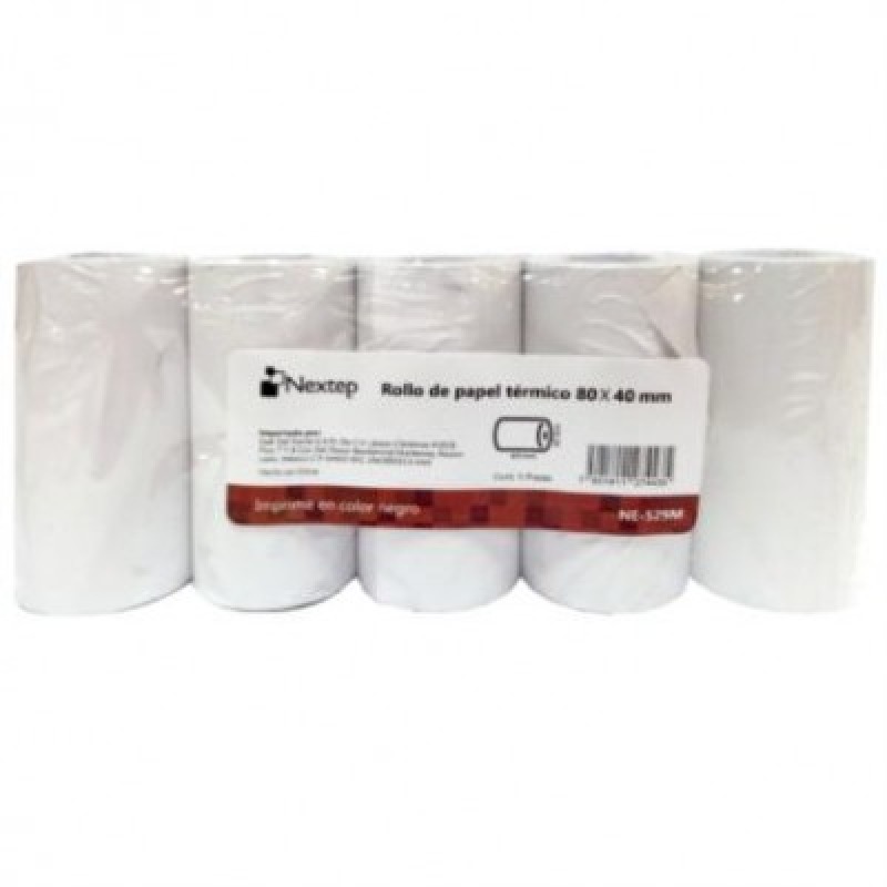 PAPEL NEXTEP ROLLO TERMICO PAPEL MOVIL 80 X 40MM PAQUETE DE 5 ROLLOS image 2