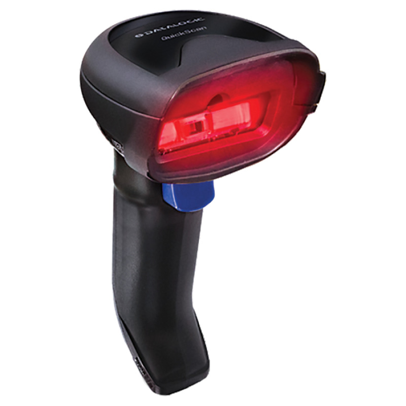 Lector de Codigo de Barras Datalogic QuickScan QD2220-BKK1S Negro Kit incluye escaner, cable USB, y base, Generador de imagenes lineal, solo USB,