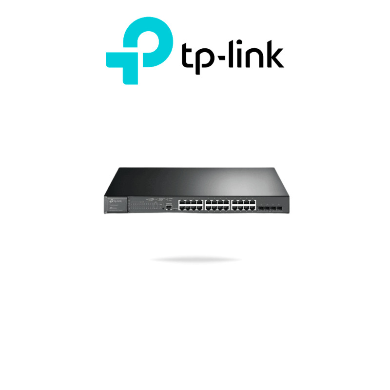 Switch L2 Omada PoE / 24 Puertos PoE 10/100/1000 Mbps / 4 Puertos SFP 1G / 2 Puertos Consola RJ45 y microUSB / Administración Centralizada Omada o StandAlone / Multicast IGMP / Calidad de Servicio / Presupuesto PoE 384W / Montaje en Rack