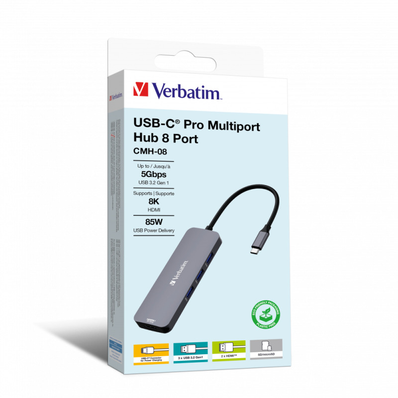 Hub Verbatim USB C Pro Multiport Hub 8 Port CMH 08