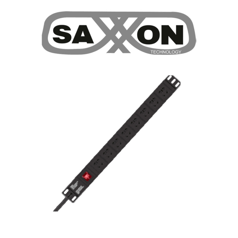 SAXXON SXPDU8P10A - Barra de 8 contactos individuales / 10A / Protección contra rayos / Aleación de aluminio