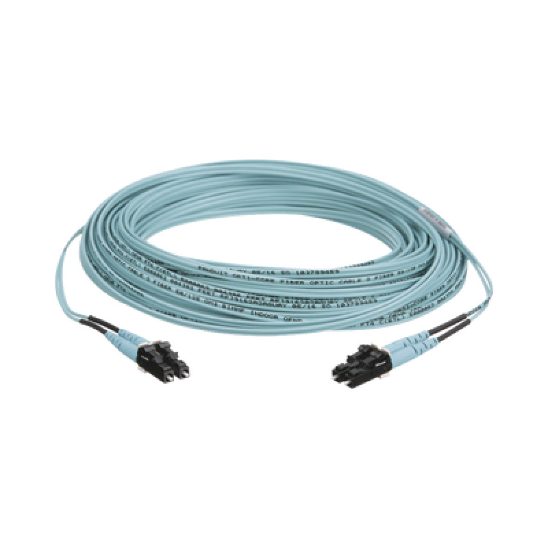 Jumper de Fibra Optica Multimodo 50/125 OM3 LCLC Duplex OFNR Riser Color Aqua 50 Metros image 2