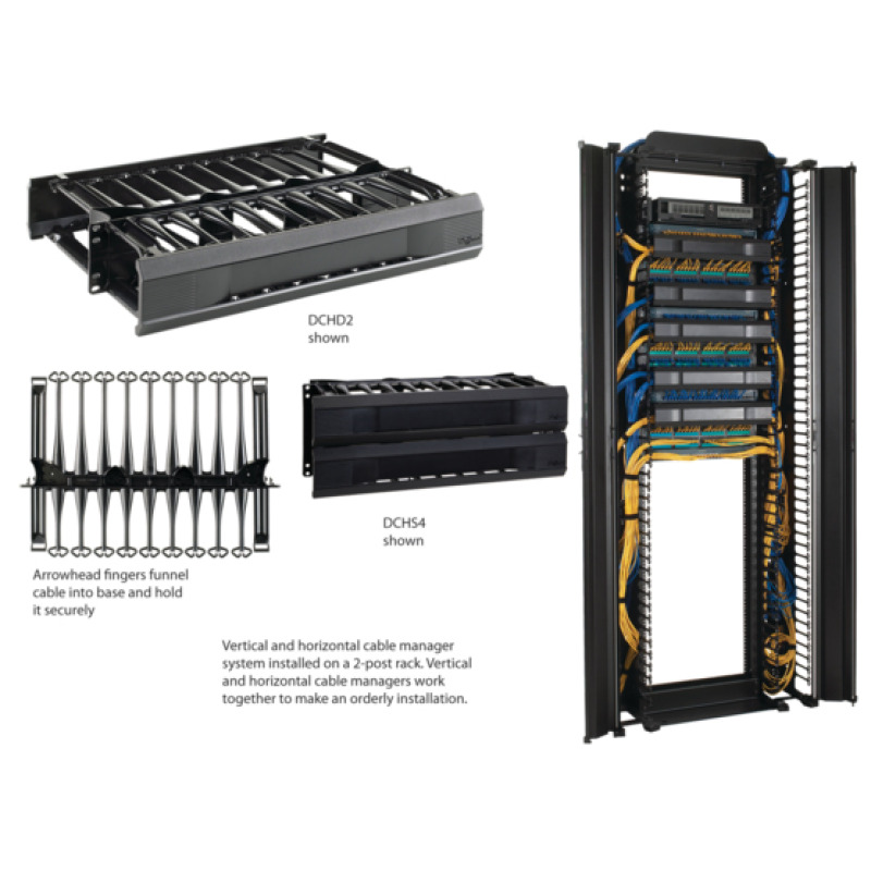 Organizador de Cables Horizontal CableTek Sencillo Solo Frontal Para Rack de 19in 2UR image 5