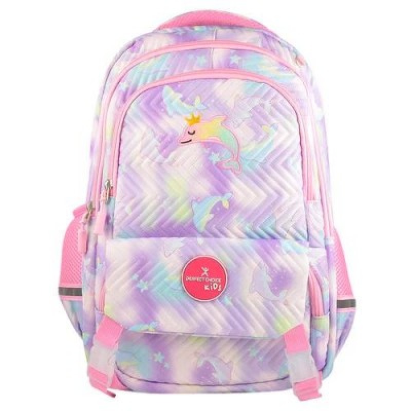 MOCHILA ESCOLAR PERFECT CHOICE PARA NIÑAS ASTRO - DELFIN