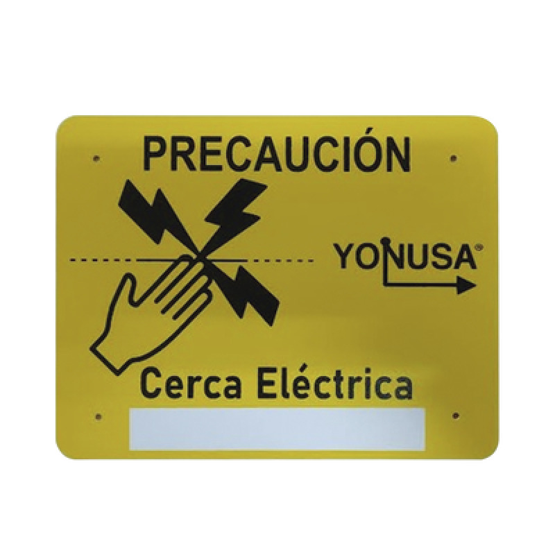 Letrero de PRECAUCION para cercas electrificadas 218 x 17 cm