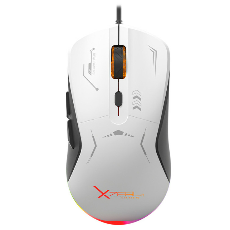 MOUSE ALAMBRICO XZEAL (XSAMGA2WB) RGB, 7200 DPI, 6 BOTONES, USB, CABLE 1.5M, BLANCO/NEGRO