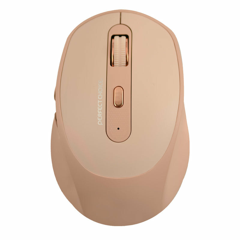 MOUSE INALAMBRICO 1600 DPI OPTICO RECARGABLE ERGONOMICO SILENCIOSO PERFECT CHOICE CLIX - CAQUI