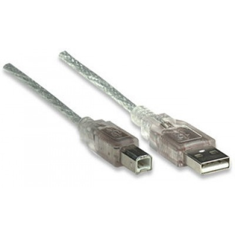 CABLE USB,MANHATTAN,340458, V2.0 A-B  3.0M, PLATA