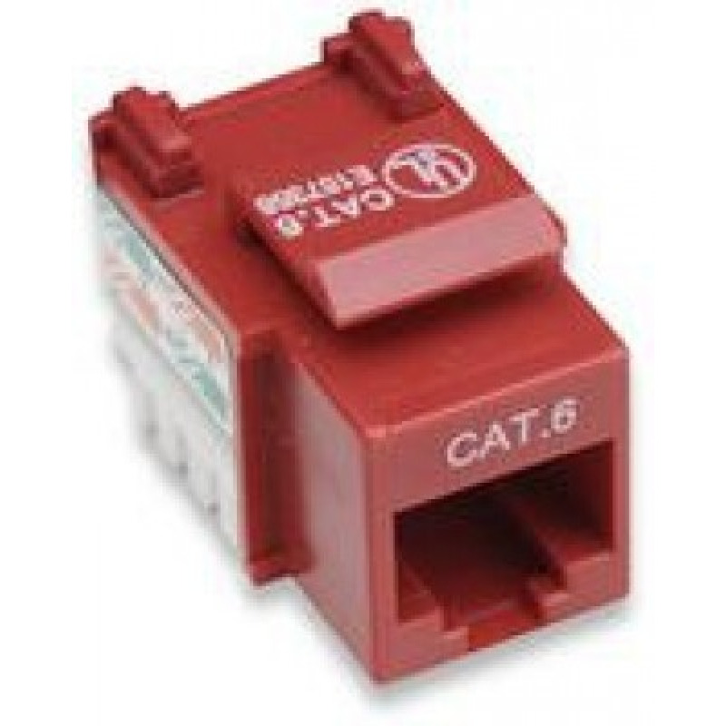 INTELLINET 210614 - Jack RJ45 /Cat 6 / KEYSTONE / Color rojo / De impacto / Para cable sin blindaje UTP Cat 6 / Compatible con herramientas de ponchado 110 y Krone (Sobre Pedido)