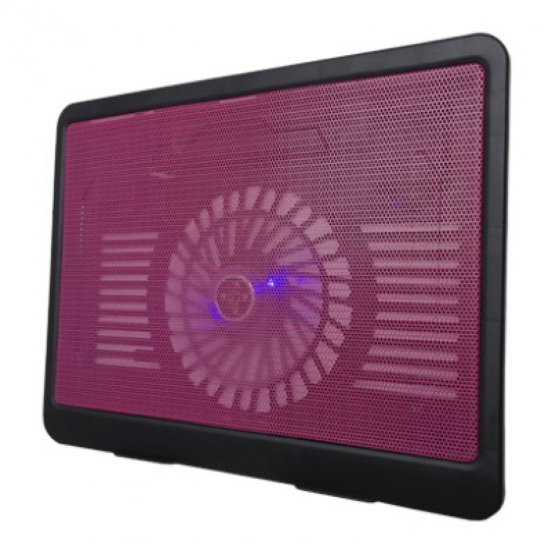 BASE ENFRIADORA BROBOTIX PARA LAPTOP CON VENTILADOR E ILUMINACION LED, DE ALUMINIO, NEGRO/ROJO