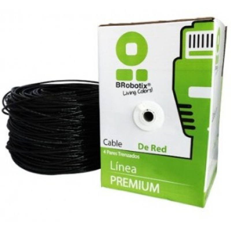 BOBINA BROBOTIX CAT5E UTP CCA EXTERIORES 305MTS NEGRO  DOBLE FORRO 