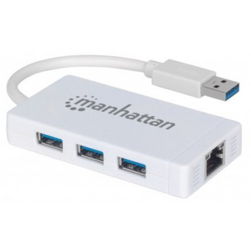 MANHATTAN 507578 - HUB USB 3.0 / 3 puertos / Adaptador Gigabit Ethernet / 5Gbps / Un puerto 10/100/1000 Mbps para UltraBook™ y Macbook® image 2