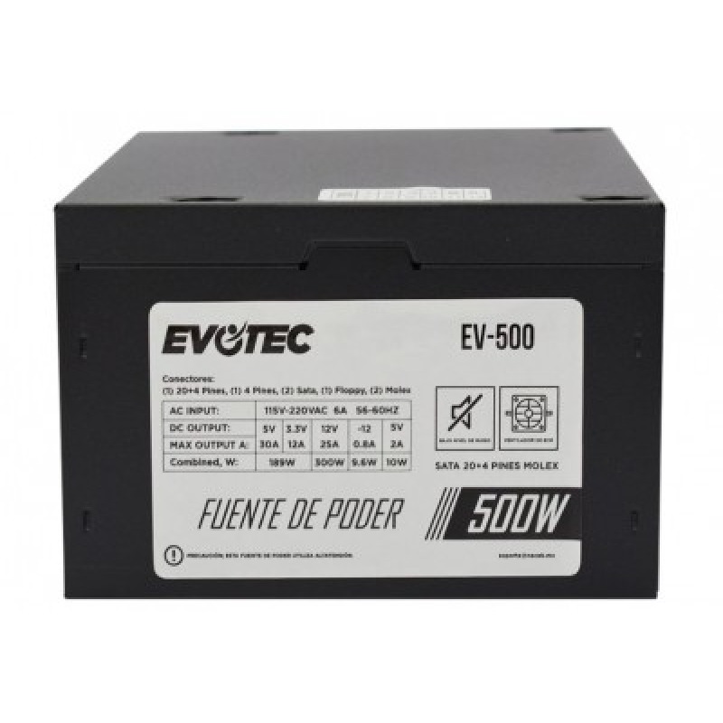 FUENTE DE PODER EVOTEC (EV-500) 500W,24 PINES,2 SATA,EMPAQUE INDIVIDUAL image 2