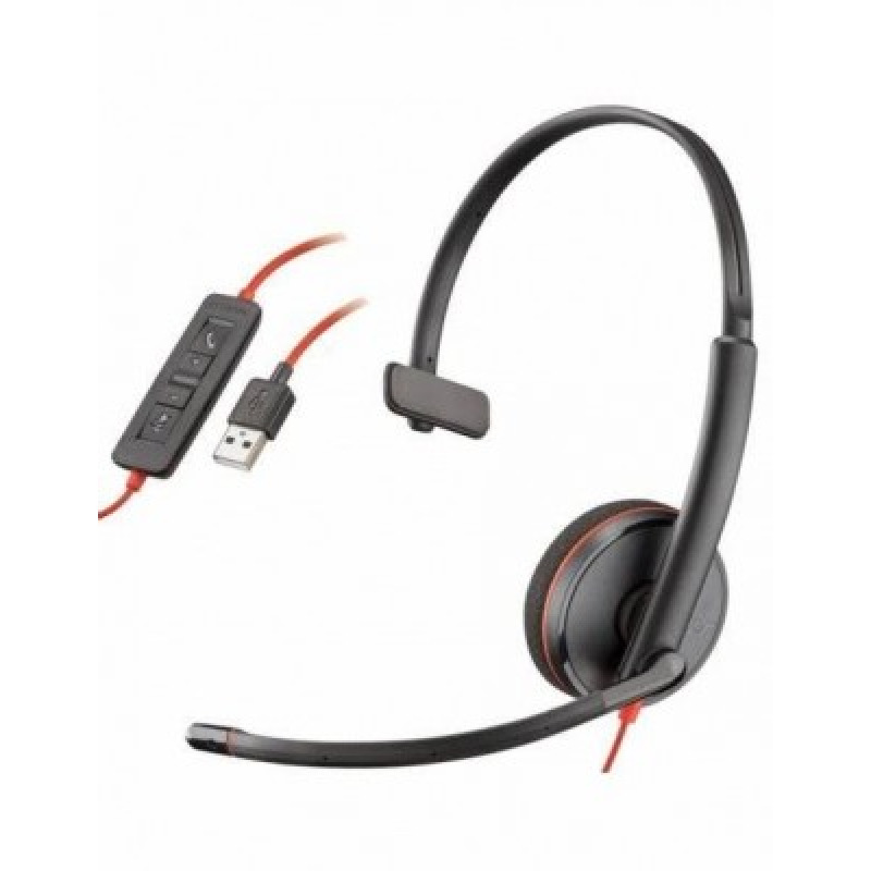 DIADEMA HP POLY 8X214A6 BLACKWIRE C3210/ ALAMBRICA MONOAURAL USB-A USB-C REDUCCION DE RUIDO CON MICROFONO CONTROL EN EL CABLE COLOR NEGRO CON NARANJA