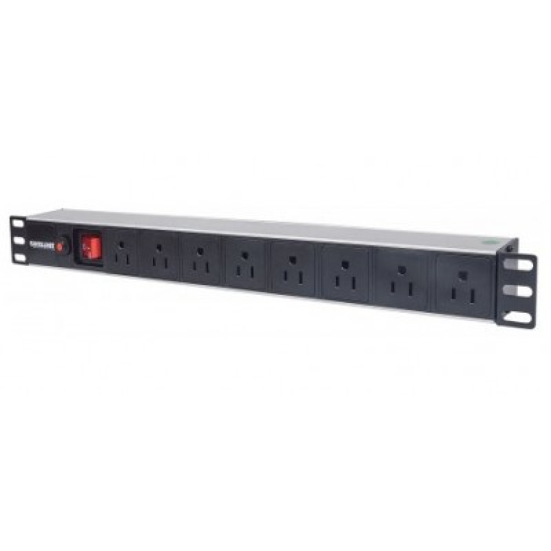 INTELLINET 713993- Barra PDU / 8 cont. Gab/Rack 19"/ 1U/ Contra sobrecarga / On/Off image 2