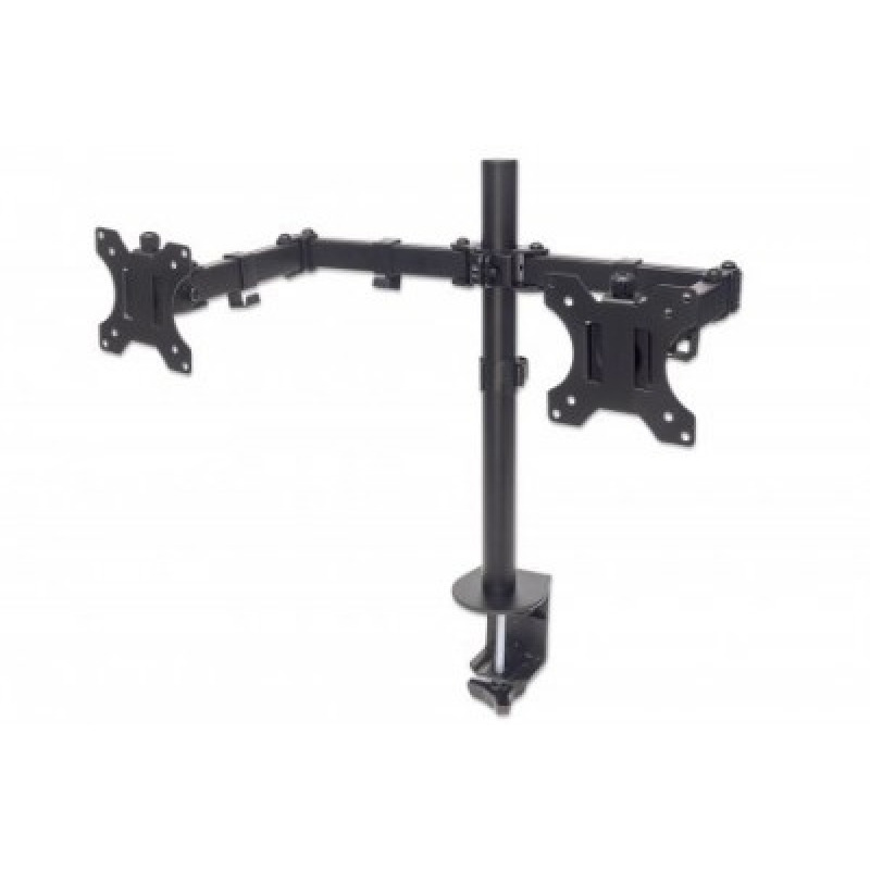 MANHATTAN 461528 - Soporte universal para 2 monitores con brazos de doble articulación / Color negro / 13" a 32" / Hasta 8Kg  / Inclinación de ±45° / Rotación de ±180° / Construído en acero / VESA  image 2