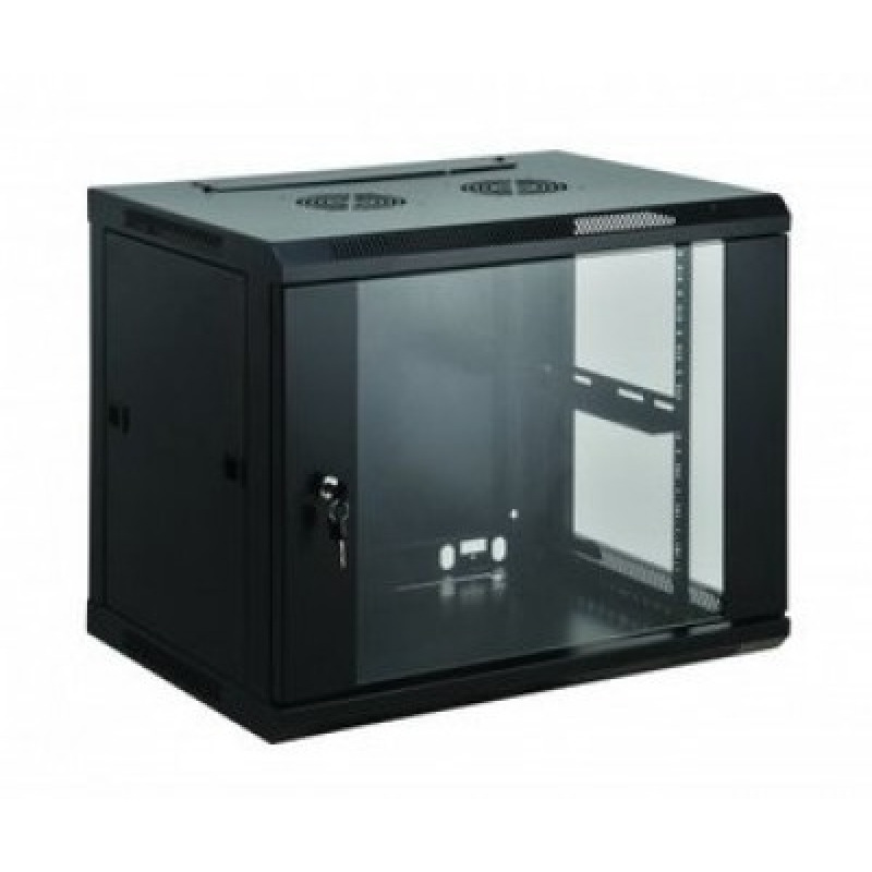 INTELLINET  711753 - Gabinete mural de 19" / 6UR / Ensamblado / Color Negro /Carga máxima de 60 KG  / Para montaje en rack de 19" / Puerta de cristal templado / Apertura de puerta 180° (Sobre Pedido) image 2