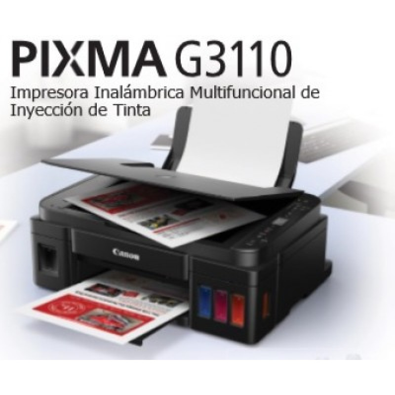 MULTIFUNCIONAL CANON G3110, TINTA CONTINUA, PPM 8.8 NEGRO/ 5.0 COLOR, USB, WIFI, SIMPLEX, CAMA PLANA CARTA /A4, COMPATIBLE WINDOWS / IOS/ ANDROID, CONSUMIBLES GI-190 image 2