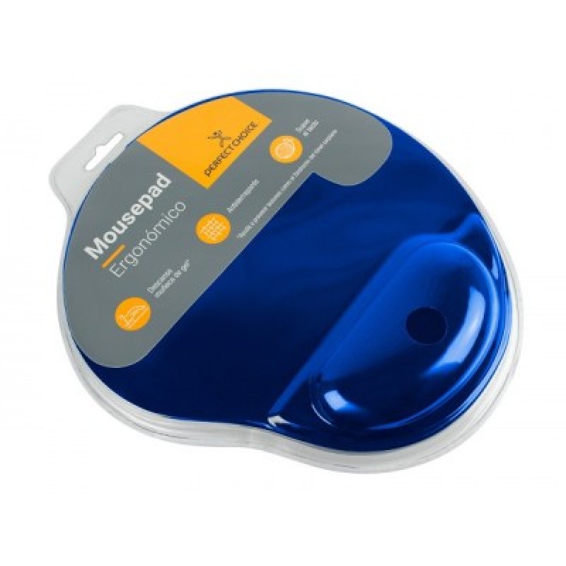 MOUSE PAD CON ALMOHADILLA DE GEL ERGONOMICO ANTIDERRAPANTE PERFECT CHOICE - AZUL