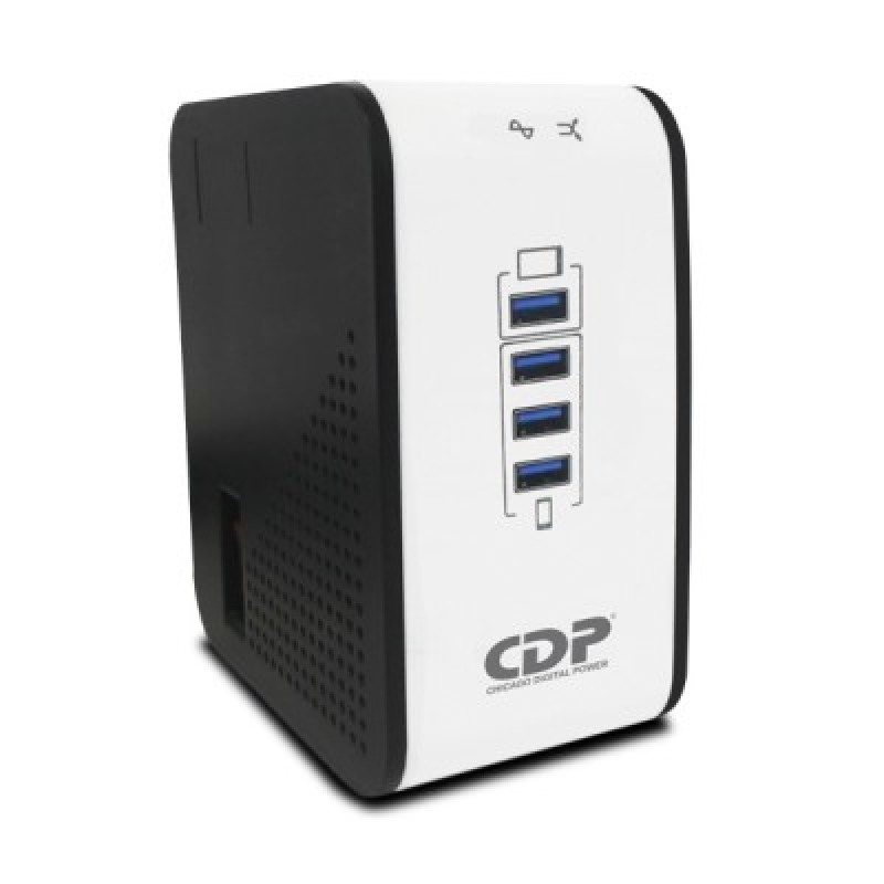 CDP R2CU-AVR 1008 - Regulador de Voltaje de Escritorio NEMA 5-15 / 1000VA/400W / 8 tomas de salida / 1 Toma para carga de tablet / 3 Tomas para carga de smartphone  image 2