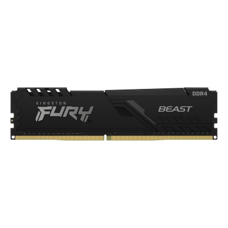 MEMORIA RAM KINGSTON DIMM DDR4 8GB 3200MT/S FURY BEAST BLACK CL16 288PIN 1.35V C/DISIPADOR DE CALOR P/PC/GAMER/ALTO RENDIMIENTO (KF432C16BB/8)