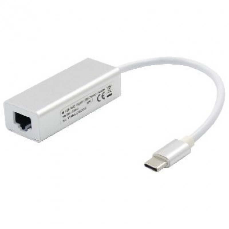 CONVERTIDOR BROBOTIX USB-C MACHO A RJ45 HEMBRA, GIGABIT, BLANCO