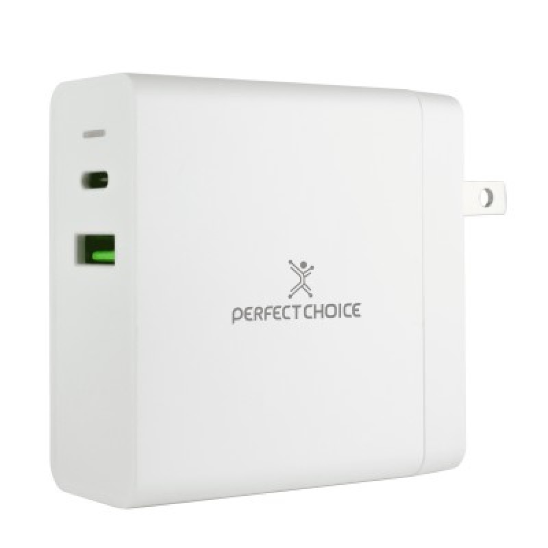 ADAPTADOR CARGADOR DE CORRIENTE DE 65W PUERTOS USB-A/USB-C PERFECT CHOICE - BLANCO image 2