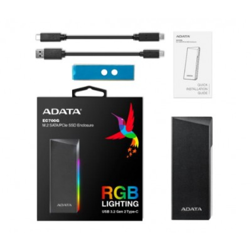 CARCASA ADATA EC700G PARA UNIDADES DE ESTADO SOLIDO M.2 PCIE/SATA USB 3.2 TIPO C WINDOWS MAC LINUX ANDROID COLOR NEGRO (AEC700GU32G2-CGY) image 2