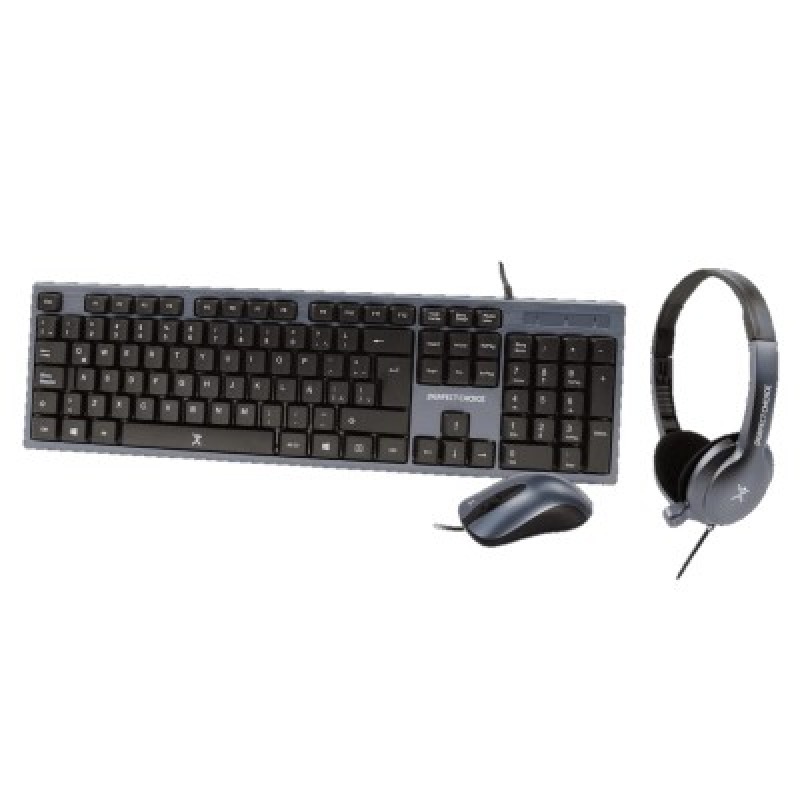 KIT TECLADO / MOUSE / DIADEMA CON MICROFONO INTEGRADO ALAMBRICOS CONECTOR USB / 3.5MM PERFECT CHOICE - AZUL image 2