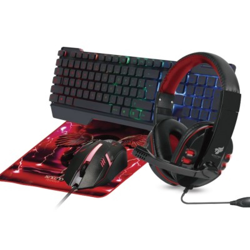 KIT GAMING 4 EN 1 NECNON (NBCGPG0241) TECLADO COMPLETO,DIADEMA,MOUSEPAD,MOUSE 1000DPI,ROJO image 2