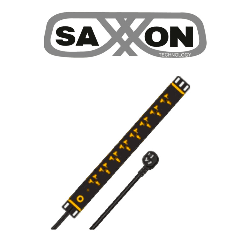 SAXXON SXPDU12P16A- Barra PDU de 12 Contactos / 16A / Protección contra rayos / Aleación de aluminio