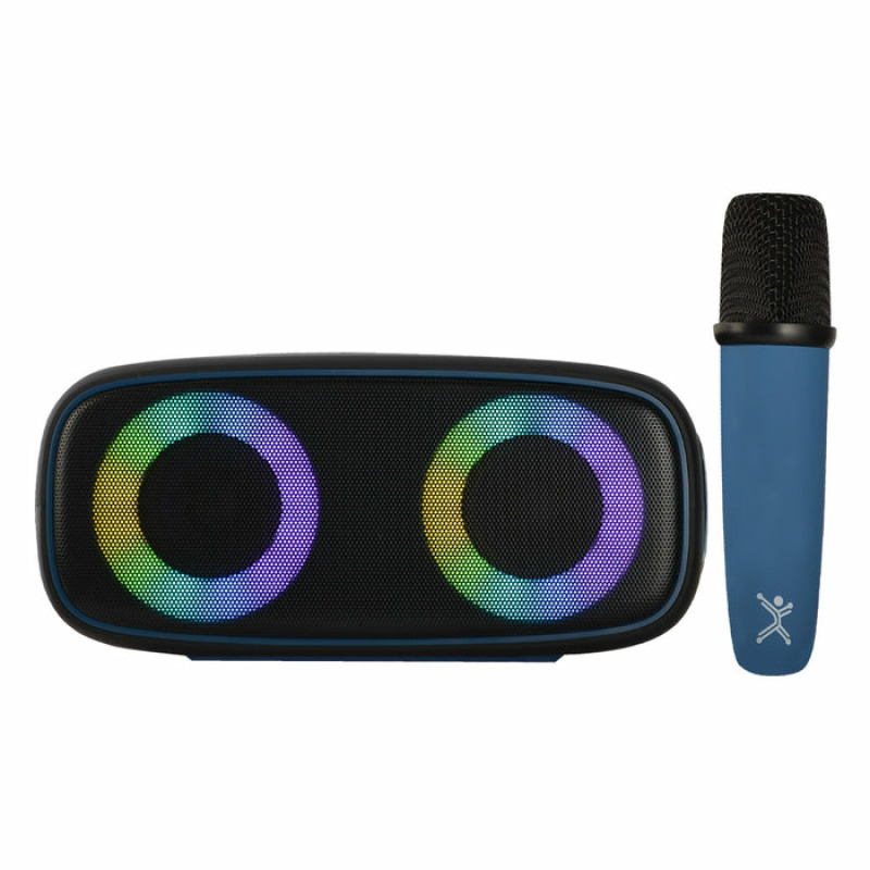 BOCINA INALAMBRICA BLUETOOTH PORTATIL CON MICROFONO KARAOKE RECARGABLE FUNCION TWS RESISTENTE A SALPICADURAS PERFECT CHOICE OUTDOORS LITE - AZUL