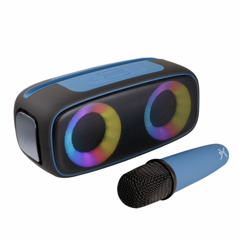 BOCINA INALAMBRICA BLUETOOTH PORTATIL CON MICROFONO KARAOKE RECARGABLE FUNCION TWS RESISTENTE A SALPICADURAS PERFECT CHOICE OUTDOORS LITE - AZUL image 3