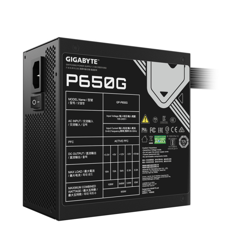 Gigabyte GP-P650G unidad de fuente de alimentación 650 W 20+4 pin ATX ATX Negro image 5