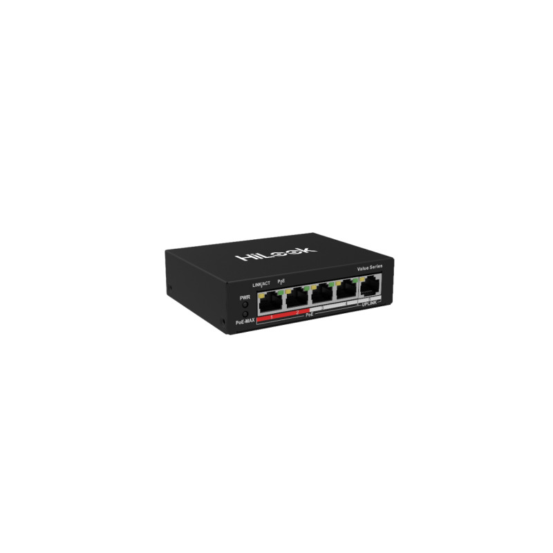 Switch PoE / 4 Puertos 10/100 Mbps PoE af / at / 1 Puerto 10/100 Mbps Uplink / Modo Extendido hasta 250 Metros / 35 Watts