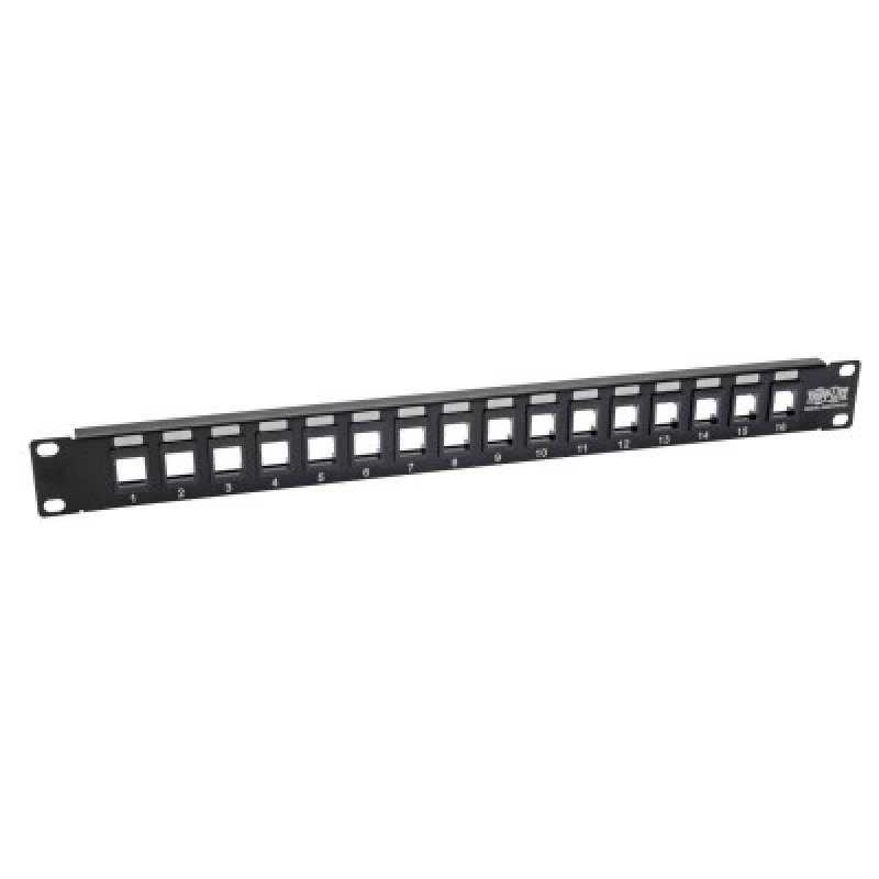 Tripp Lite N062-016-KJ Panel de Conexiones sin Blindaje RJ45 Keystone / Multimedia de 16 Puertos de 1U Para Instalación en Rack, Ethernet RJ45, USB, HDMI, Cat5e / 6
