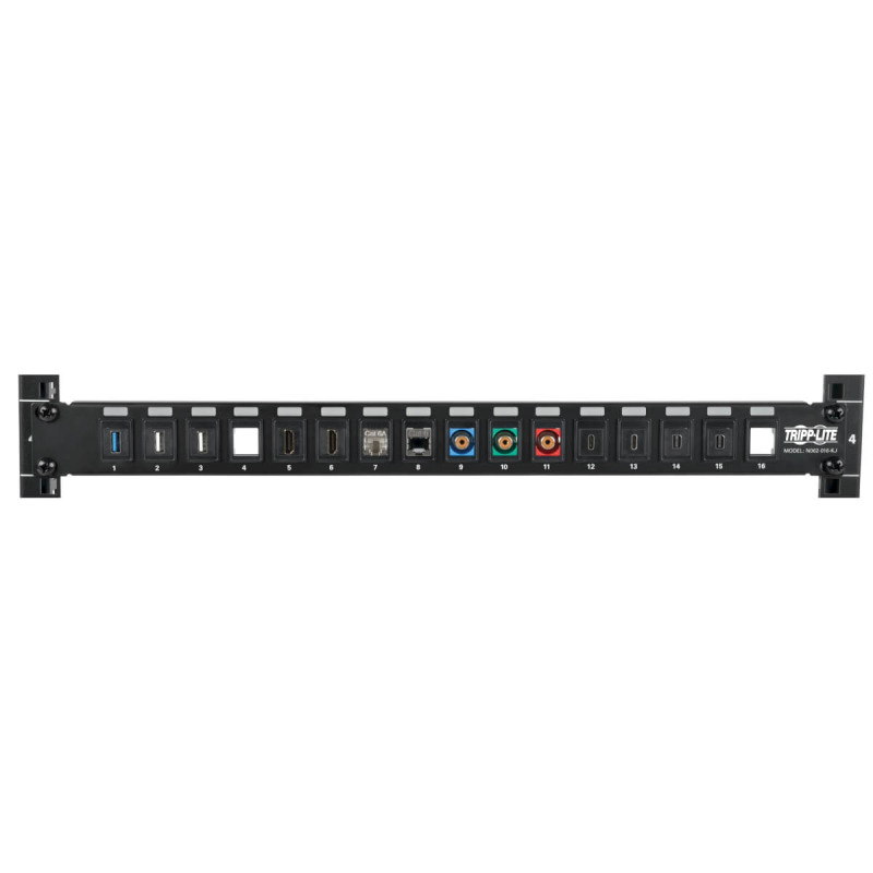 Tripp Lite N062-016-KJ Panel de Conexiones sin Blindaje RJ45 Keystone / Multimedia de 16 Puertos de 1U Para Instalación en Rack, Ethernet RJ45, USB, HDMI, Cat5e / 6 image 4