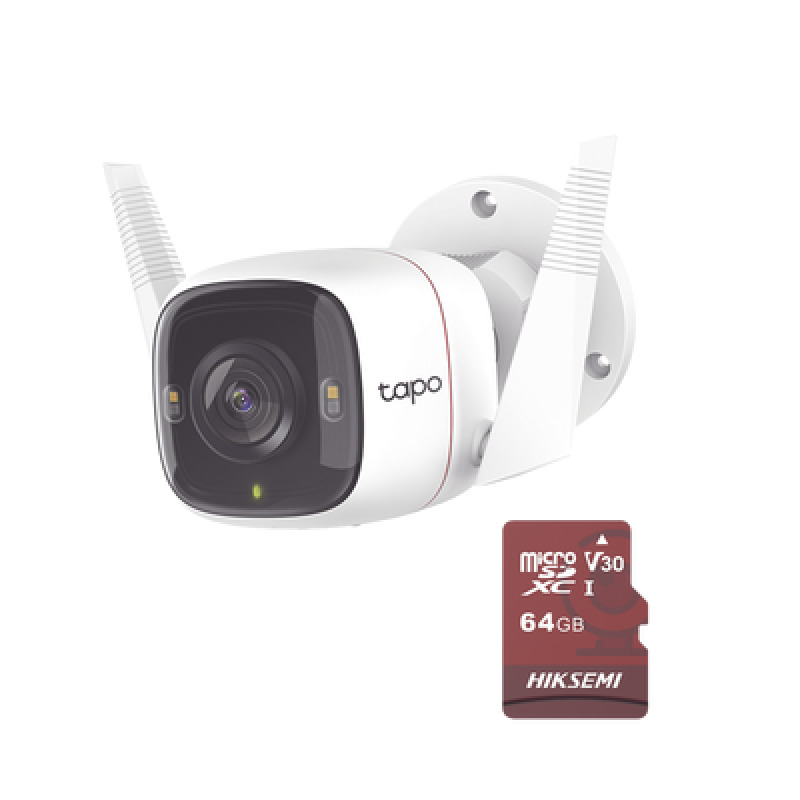 Kit de Cámara IP WiFi / Incluye 1 Pieza Modelo TAPOC320WS  /  Utiliza La App Tapo / 1 Memoria Micro SD Modelo Mod  HSTFE1/64G